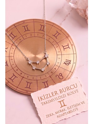 Aurrari Gümüş Kaplama Yıldız Haritası Ikizler Burçu Gemini Çelik Kolye