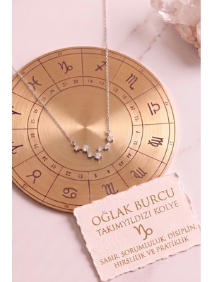 Aurrari Gümüş Kaplama Yıldız Haritası Oğlak Burçu Taurus Çelik Kolye