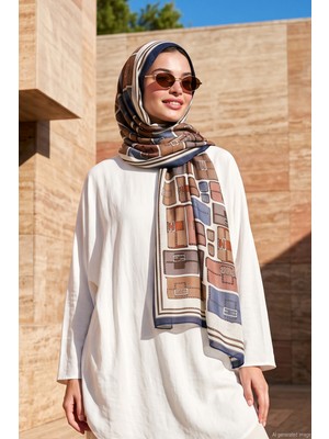 Remsa Kadın Vintage Desen 80X180CM Ithal Şal 3003 Lacivert
