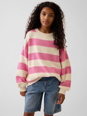 Gap Kız Çocuk Pembe Oversize Tunik Kazak
