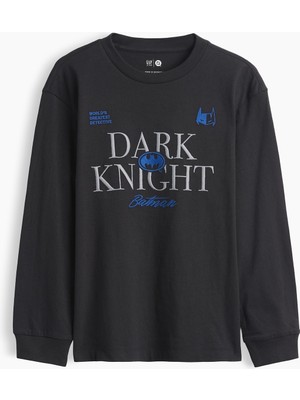 Gap Erkek Çocuk Siyah Batman Relaxed Grafik T-Shirt