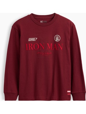 Gap Erkek Çocuk Koyu Kırmızı Marvel Relaxed Grafik T-Shirt