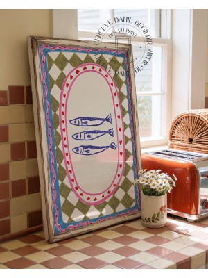 Des Vu Print Balık Posteri, Mutfak Pinterest Temalı Çerçevesiz Poster