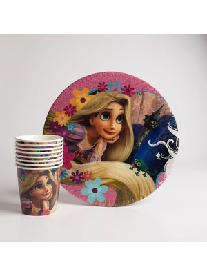 Cadde Süs Rapunzel Temalı Tabak Bardak 8'li Set