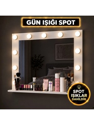 Rani Mobilya Rani EF114 Hollywood Işıklı Ayna Kulis Makyaj Aynası Günışığı Spot Işıklı