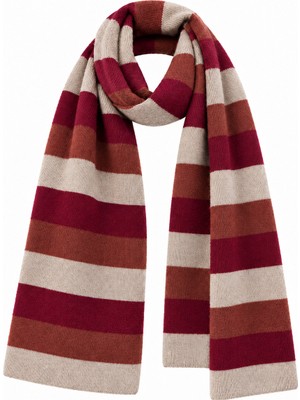 Retrobird Retro Çizgili Oversize Triko Atkı Unisex Bordo