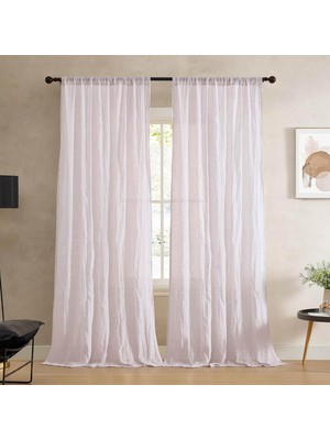 Tr Kiralık Ezilmiş, Pencere Perdesi, 2 Panelli Set, Yarı Şeffaf, Modern Ev Dekoru, Oturma Odası, Yemek Odası, Yatak Odası, Yurt Için Perdeler, Ölçüler 127 cm x 243 Cm, Krem Beyaz