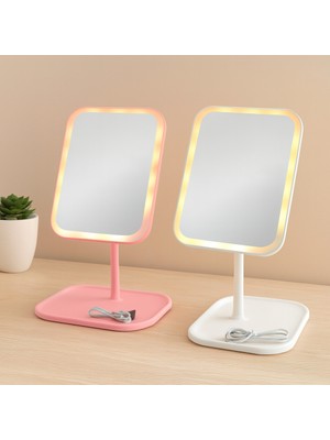 7\" LED USB Şarjlı Dikdörtgen Makyaj Aynası, 90° Ayarlı