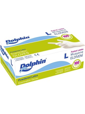 Dolphin Lateks Pudralı Büyük Boy (L) 100LÜ Muayene Eldiveni
