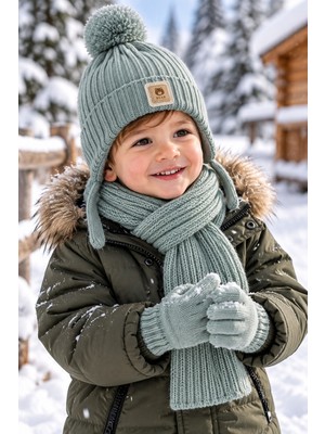 Miniko Kids Kitti 26160-12 Erkek Çocuk 1-4 Atkı Bere Eldiven Set