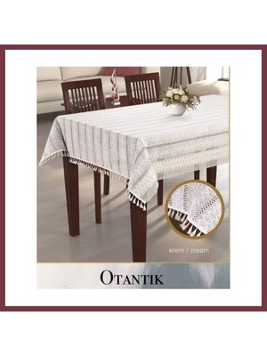 Storeşahin Otantik Model Krem 150X220 cm Pamuklu Masa Örtüsü Tablecloth Zarif Yemek Masası SHN0720