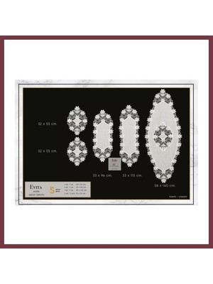 Storeşahin Keten Dantelli Evita Model Krem-Krem 5 Parça Runner Seti Salon Takımı SHN0720
