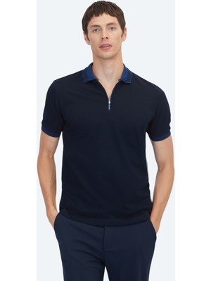 Kip Lacivert Düz %100 Pamuk T-Shirt