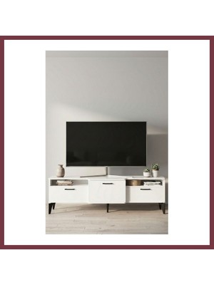 Storeşahin Mistral Tv Sehpası Metalik Beyaz 160X40 cm SHN0720