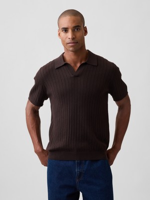 Gap Erkek Kahverengi Relaxed Ribbed Johnny Yaka Polo Kazak