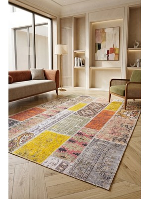 Decomia Home Patchwork Etnik Desenli Renkli Şönil Kilim Salon Halısı Mutfak Halısı