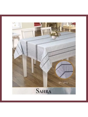 Storeşahin 160X260 cm Sahra Model Gri Polyester Ajurlu Keten Tablecloth Dantelli Yemek Masası SHN0720