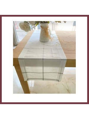 Storeşahin Masa Üzerine Runner, Masa Örtüsü Runneri Tek Runner Belena 30/130 cm Gri Çizgili SHN0720