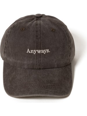 Nome Studio Nakışlı Şapka Kahve Üstüne Anyways Minimal Streetwear ve Bej Yazı Nakışlı Pamuklu Şapka