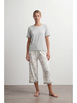 Hays Kadın Viskoz Kısa Kollu Dantel Detaylı Kapri Pijama Takımı