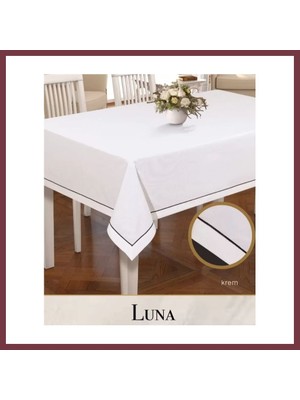 Storeşahin Luna Model Krem 160X220 cm Keten Masa Örtüsü Şık Yemek Masası Dekorasyonu SHN0720