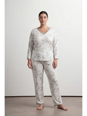 Hays Kadın Plus Size Viskoz Uzun Kollu Pijama Takımı