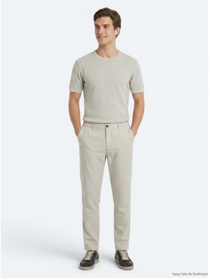 Kip Taş Dokuma Relaxed Fit Casual Pamuk Karışımlı Pantolon