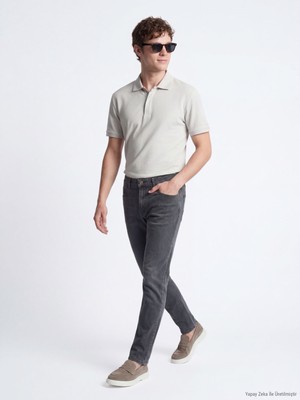 Kip Koyu Yeşil Slim Fit Denim Pamuk Karışımlı Pantolon