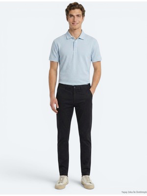 Kip Lacivert Dokuma Jogging Fit Casual Pamuk Karışımlı Pantolon