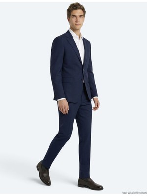 Kip Saks Düz Modern Fit Yün Karışımlı Takım Elbise