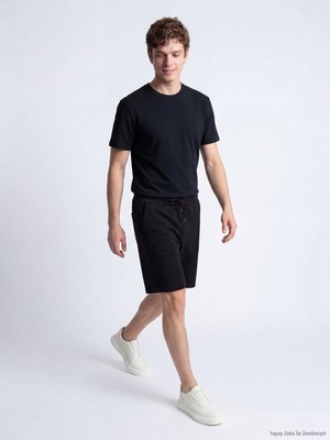 Kip Siyah Düz T-Shirt