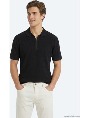 Kip Lacivert Polo Yaka Desenli Triko