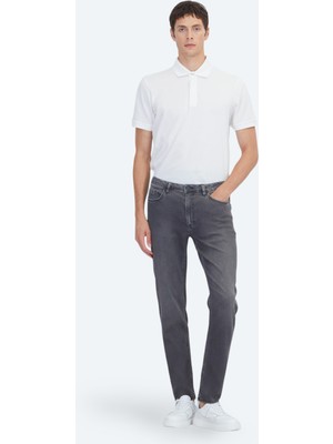 Kip Koyu Gri Slim Fit Denim Pamuk Karışımlı Pantolon
