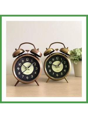 Soi Home Yuvarlak Metal Çalar Saat 10 cm - Pilli Işıklı Fosforlu Soı