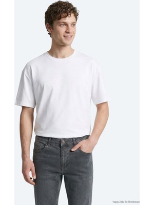 Kip Beyaz Düz %100 Pamuk T-Shirt