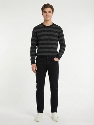 Kip Siyah Dokuma Slim Fit Casual Pamuk Karışımlı Pantolon
