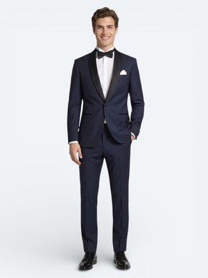 Kip Saks Düz Slim Fit Şal Yaka Dokuma Smokin Takım Elbise