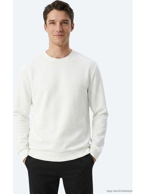 Kip Beyaz Düz Sweatshirt
