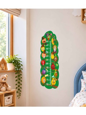 Durak Reklam Çocuk Odası Boy Ölçer, Meyveler Tasarımlı Duvar Stickerı – Folyo Baskı, Dekoratif Boymetre,