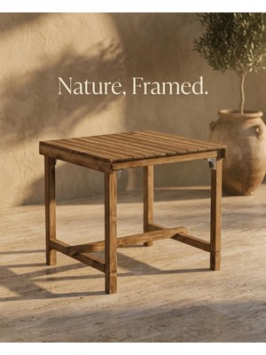 Yöre Ahşap Masif Ladin Ahşap Katlanabilir Masa 69X71X70 cm Bahçe Balkon Teras Masası
