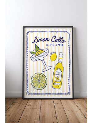 Limoncello Spritz Poster, Summer Cocktail Wall Çerçeveli Tablo Poster Mutfak Duvar Dekoru Hediye