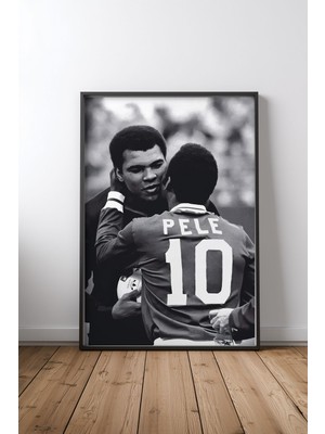Muhammad Ali And Pele Together Çerçeveli Tablo Poster Salon Duvar Dekoru Hediye
