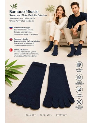 Lunexa Bambu Parmaklı Çorap Dikişsiz Unisex Antialerjik Terleme ve Koku Karşıtı Likralı Esnek Çorap -121-1