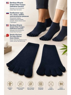 Lunexa Bambu Parmaklı Çorap Dikişsiz Unisex Antialerjik Terleme ve Koku Karşıtı Likralı Esnek Çorap -121-1