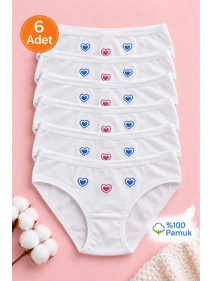 Meyzz Ultra Rahat %100 Pamuklu Nakışlı Kız Çocuk Külot 6'lı