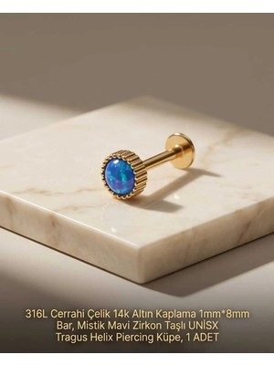 Lunexa 316L Cerrahi Çelik Altın Kaplama Kararmaz Alerji Yapmaz Zirkon Taş Figür Unisex Tragus Helix Küpe Piercing A429-5
