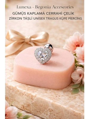 Lunexa 316L Cerrahi Çelik Paslanmaz Kararmaz Alerji Yapmaz Zirkon Taşlı Figürlü Unisex Tragus Küpe Piercing