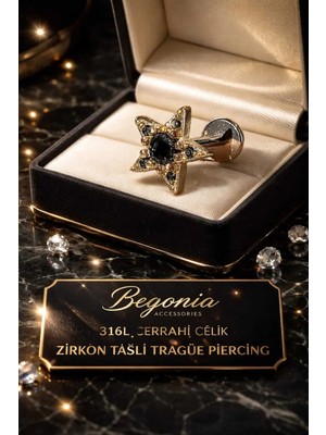 Lunexa 316L Cerrahi Çelik Paslanmaz Kararmaz Alerji Yapmaz Zirkon Taşlı Figürlü Unisex Tragus Küpe Piercing