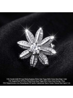 Lunexa 316L Cerrahi Çelik Paslanmaz Kararmaz Alerji Yapmaz Zirkon Taşlı Figürlü Unisex Tragus Helix Küpe Piercing GC210-2