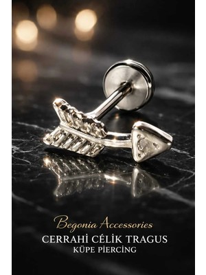 Lunexa 316L Cerrahi Çelik Paslanmaz Kararmaz Alerji Yapmaz Zirkon Taşlı Figürlü Unisex Tragus Küpe Piercing
